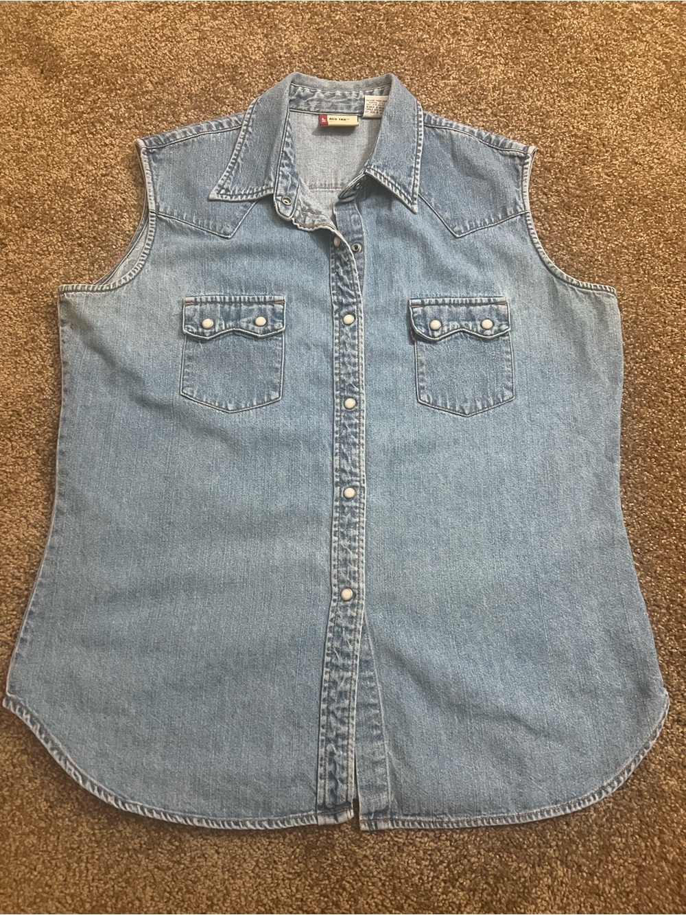 Levi's Light Blue Sleeveless Denim Button-Front Shirt